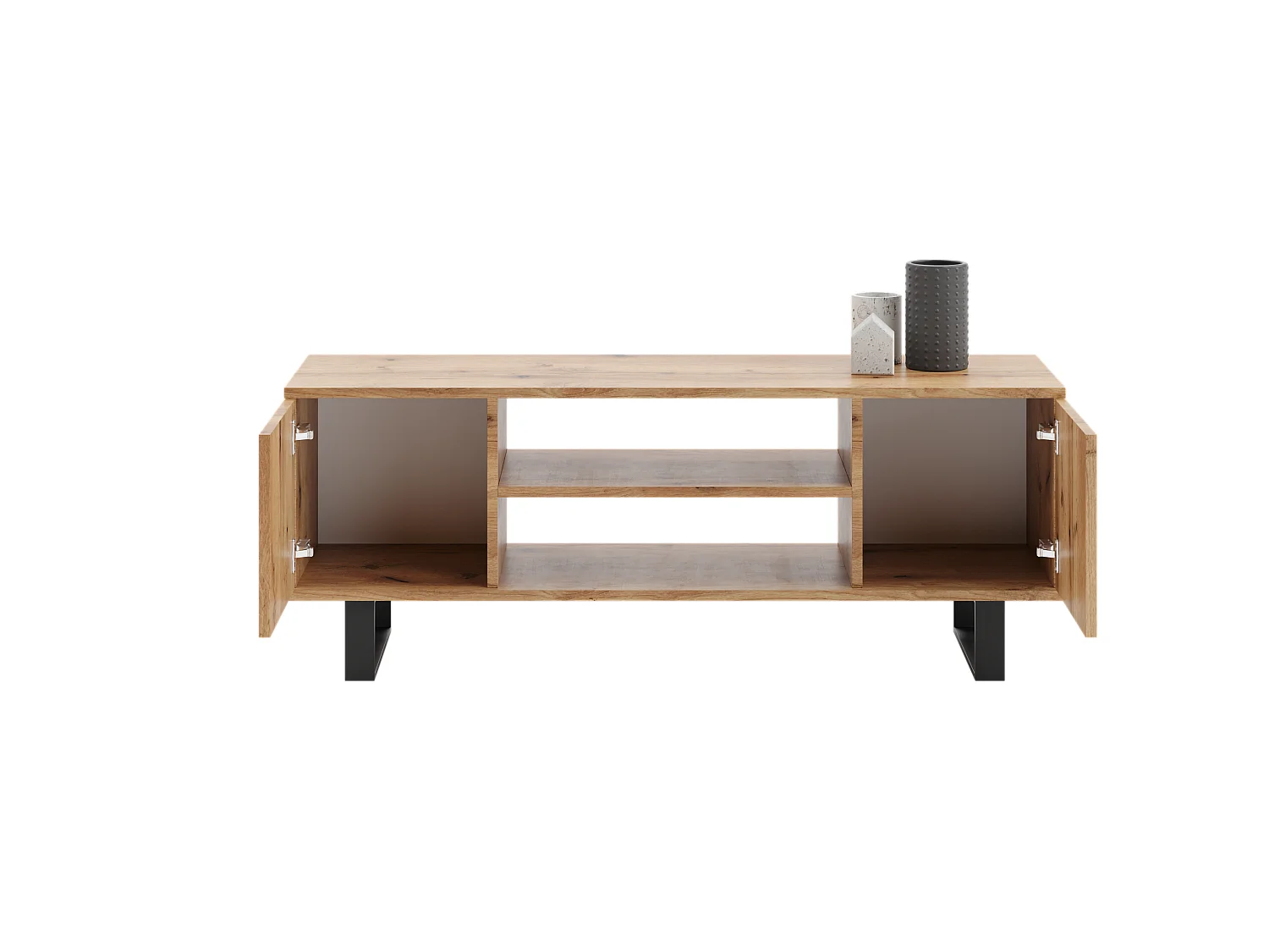 Meuble TV Focus chêne doré, pieds métal loft