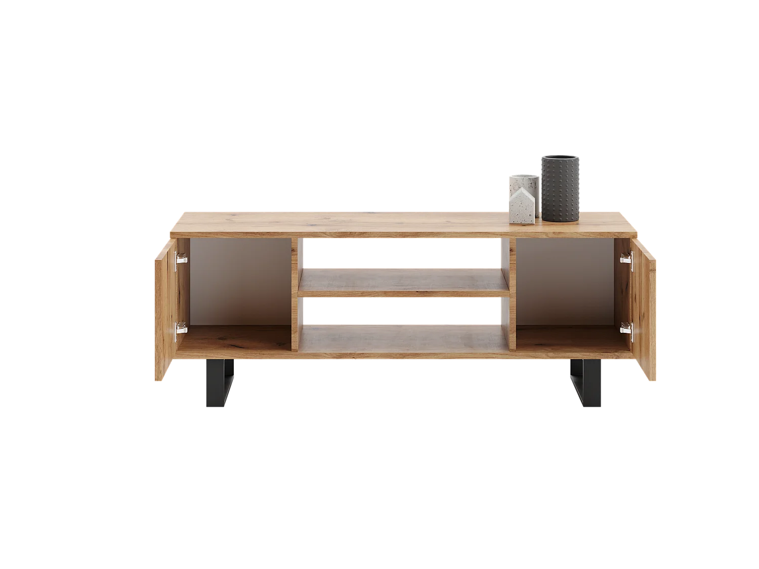 Meuble TV Focus chêne doré, pieds métal loft