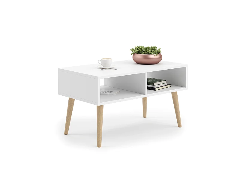 Table basse Sandi, style scandinave - blanc