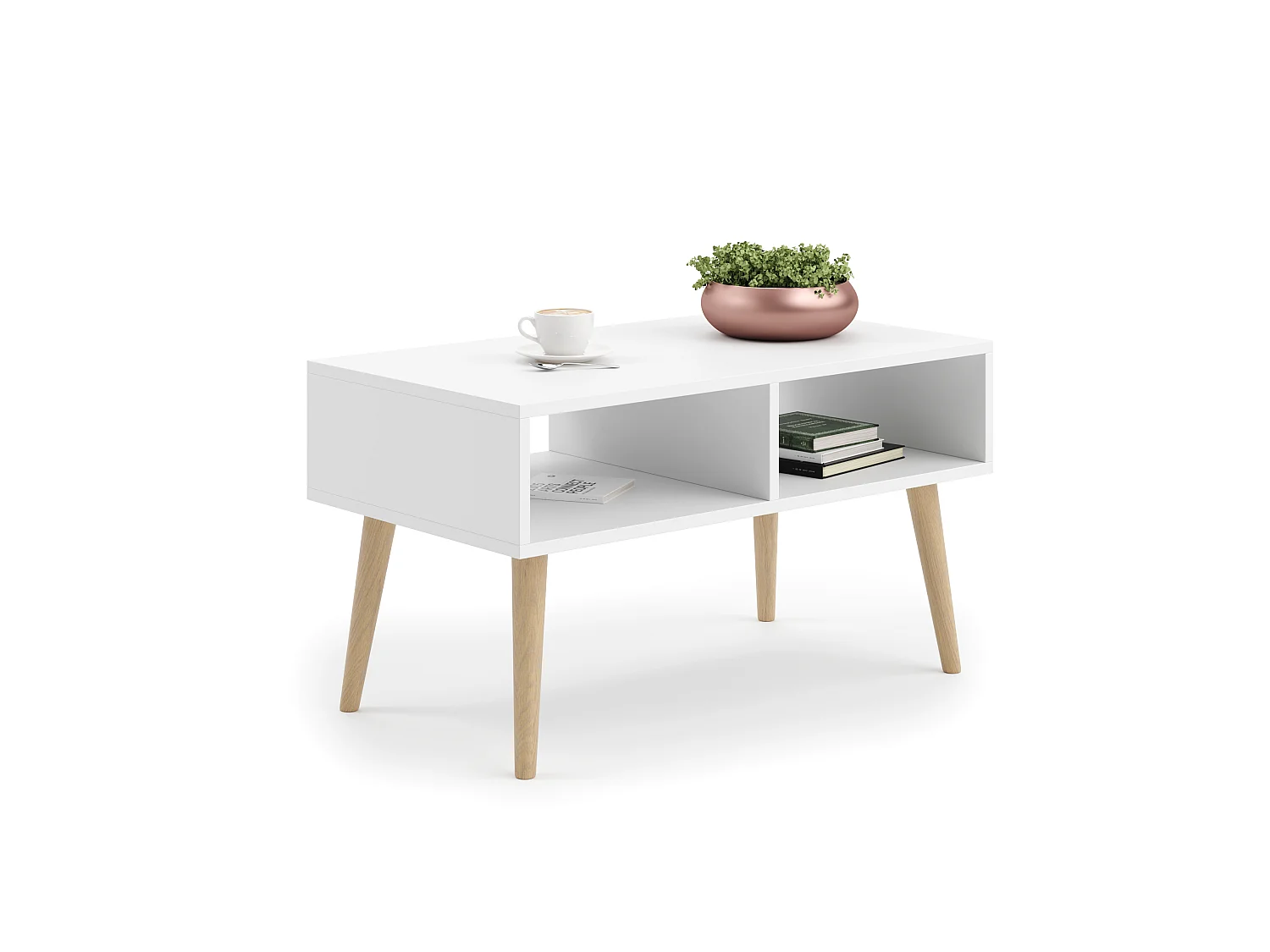 Table basse Sandi, style scandinave - blanc