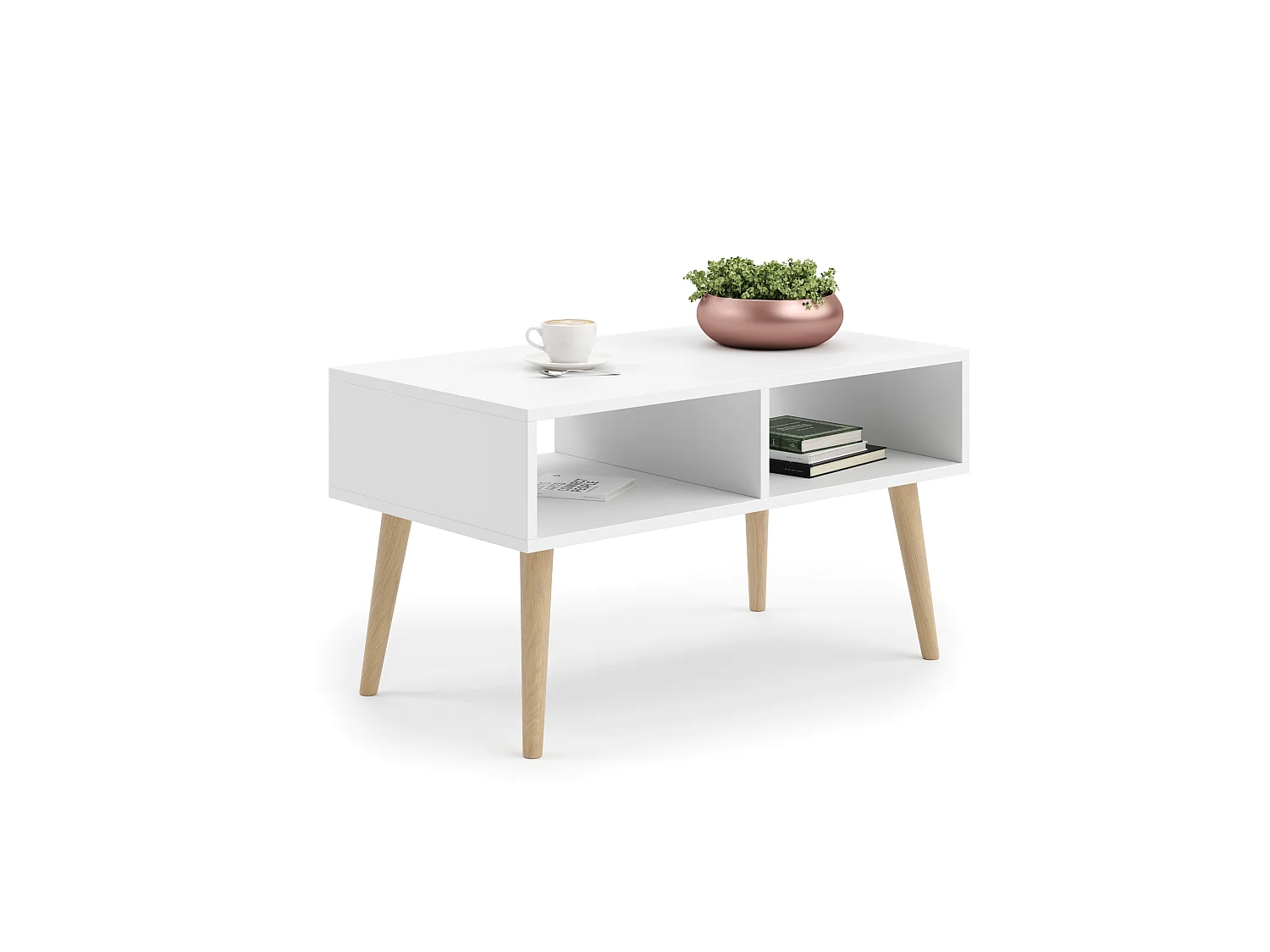 Table basse Sandi, style scandinave - blanc
