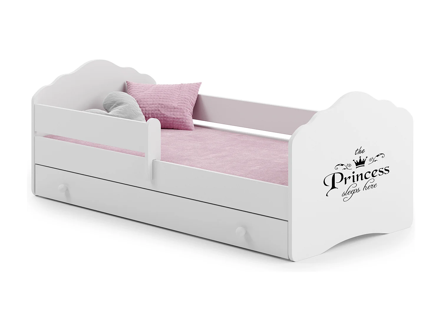 Cama de criança 140 x 70 com gaveta, colchão e estrado incluídos Kobi Wave Princess