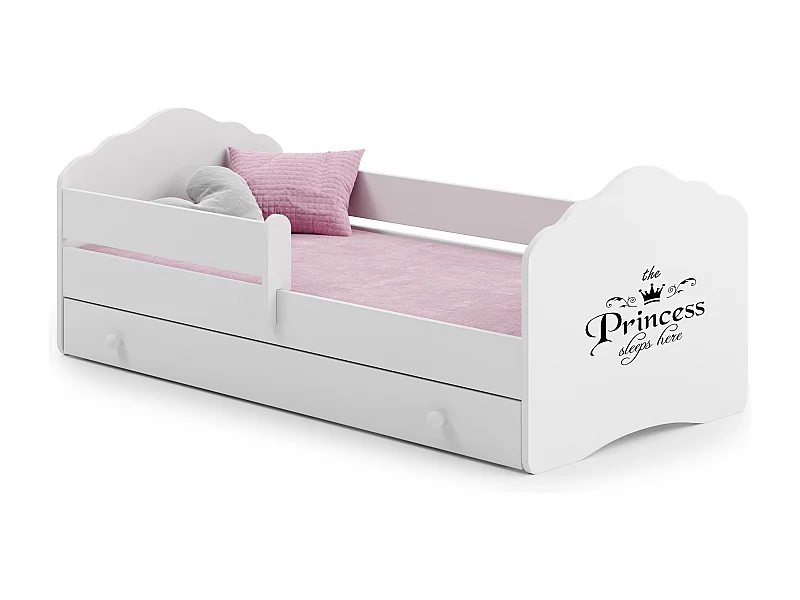 Cama de criança 140 x 70 com gaveta, colchão e estrado incluídos Kobi Wave Princess