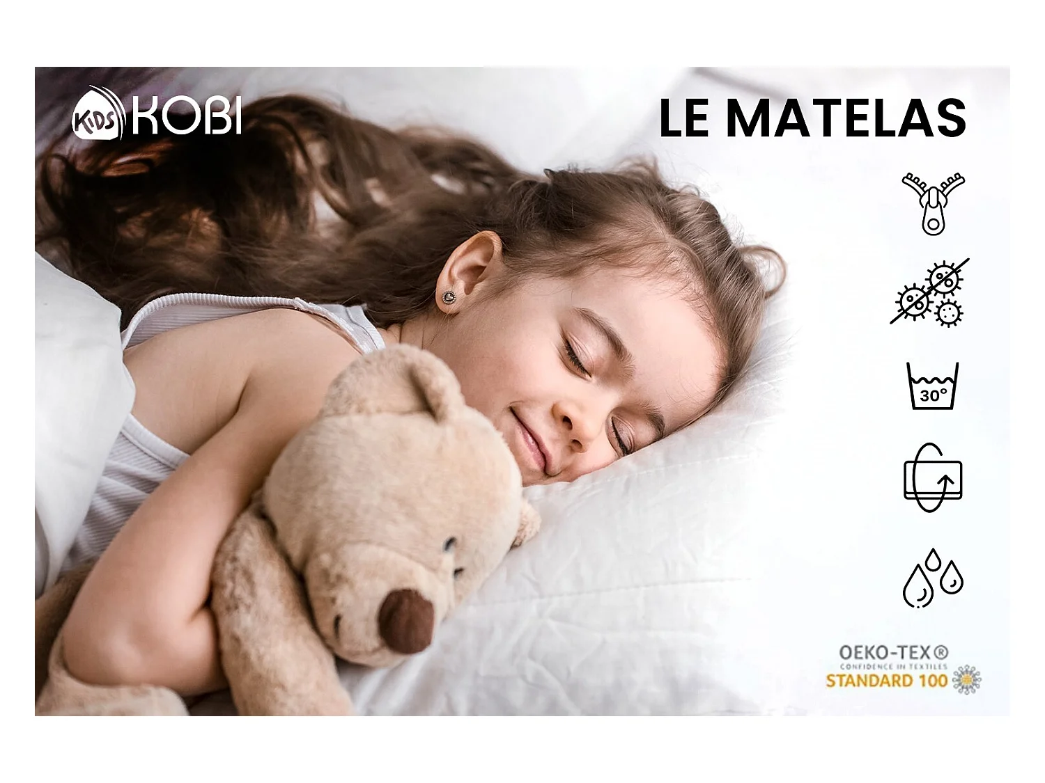 Emma - lit simple 160x80 dans un ensemble avec un tiroir, une balustrade, un matelas et un cadre