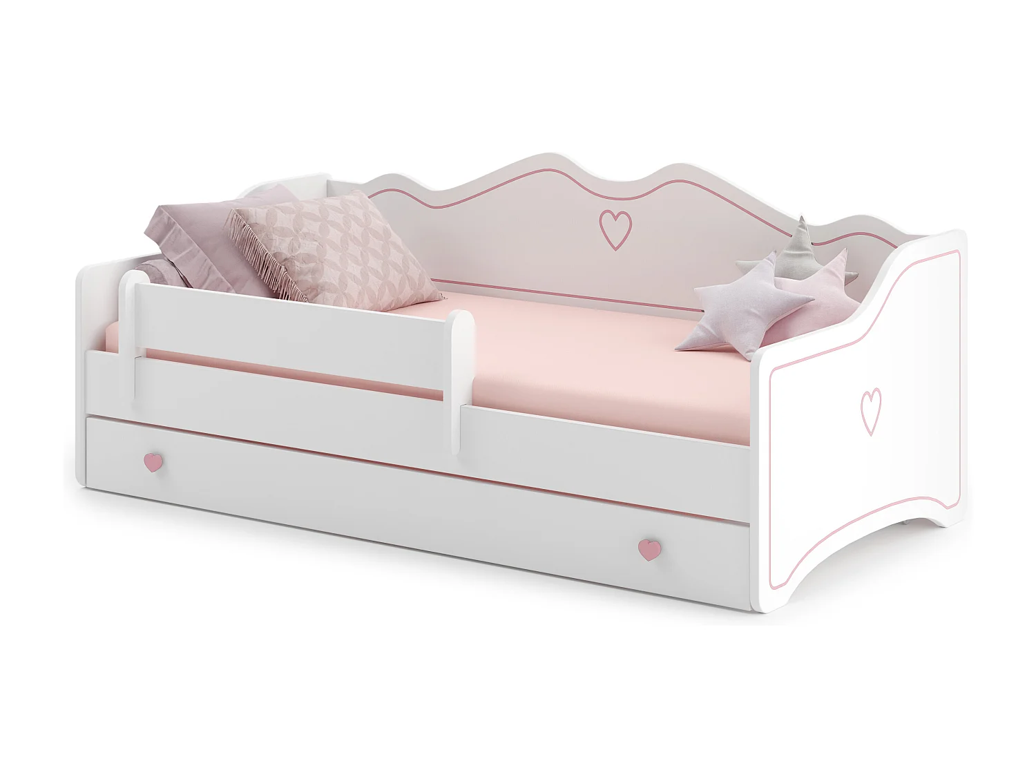 Cama de criança 160 x 80 com gaveta, colchão e estrado incluídos Kobi Emma Pink
