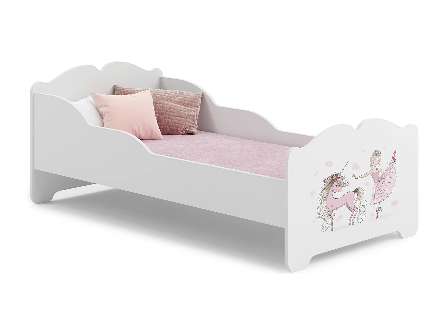 Anna - lit simple 160x80 avec des graphismes pour enfants, dans un ensemble avec un matelas et un cadre