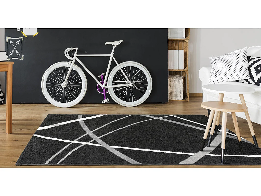 Tappeto 140 x 200 cm Nero, bianco e rosso stile design - LINIA