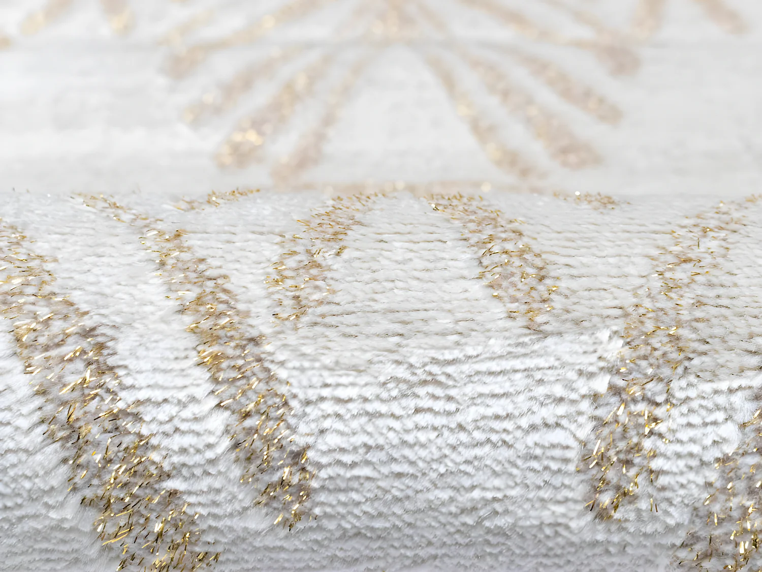 Tapis de couloir art déco - 80 x 200 cm - beige et lurex doré - LYSA