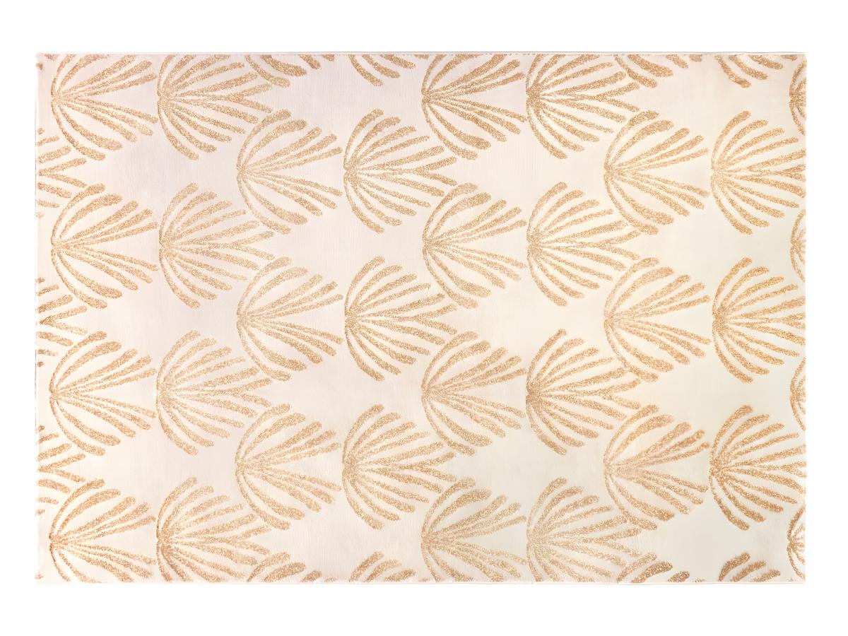 Teppich Art Déco - 160 x 230 cm - Polypropylen - Beige & Goldfarben - LYSA günstig online kaufen