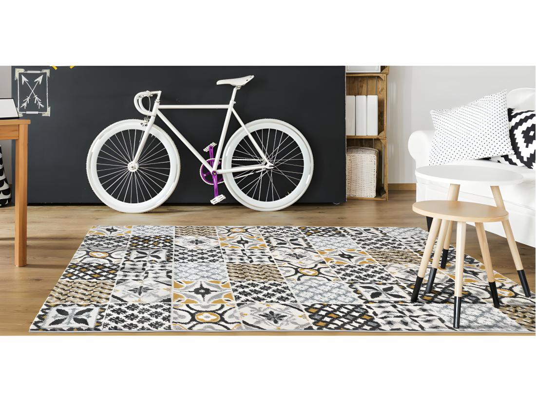 vente unique Tapis effet carreaux de ciment - 120 x 170 cm - multicolore - ORNICO