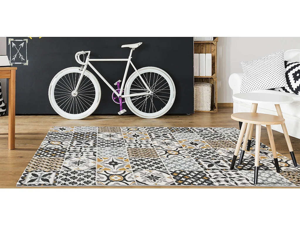 Tapis effet carreaux de ciment - 160 x 230 cm - multicolore - ORNICO