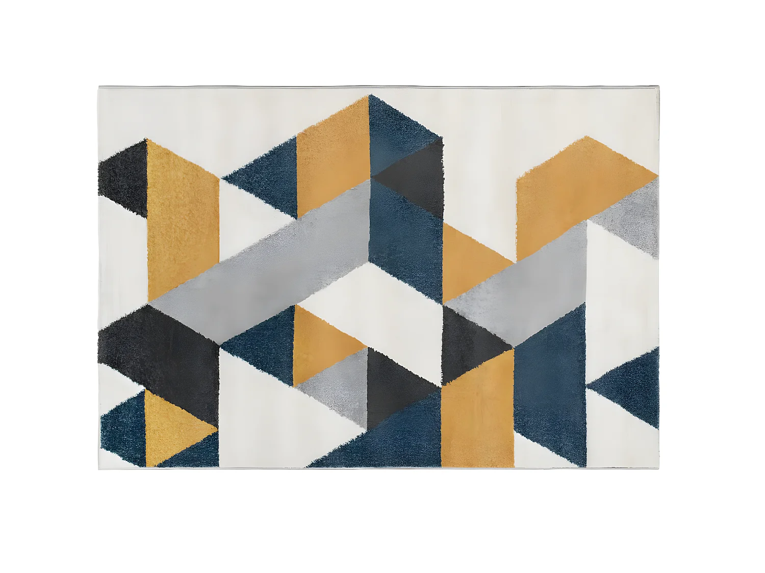 Teppich skandinavisch - 160 x 230 cm - Polypropylen - Gelb, Grau & Blau - GEOMIE