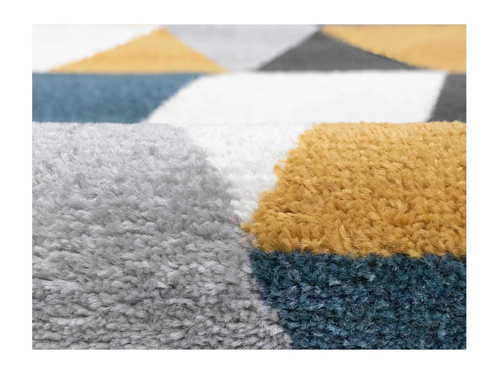 Teppich skandinavisch - 160 x 230 cm - Polypropylen - Gelb, Grau & Blau - GEOMIE