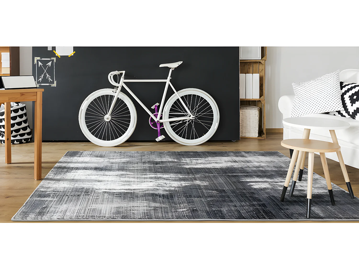 Tapis style vintage BLURRY - 160 x 230 cm - gris