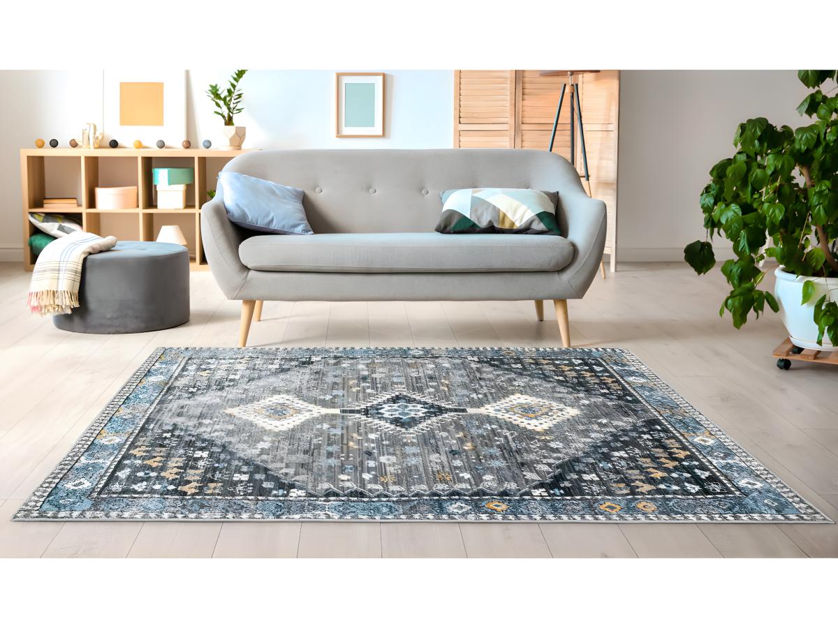 Alfombra vintage CLOSSY - Polipropileno - 160 x 230 cm - gris