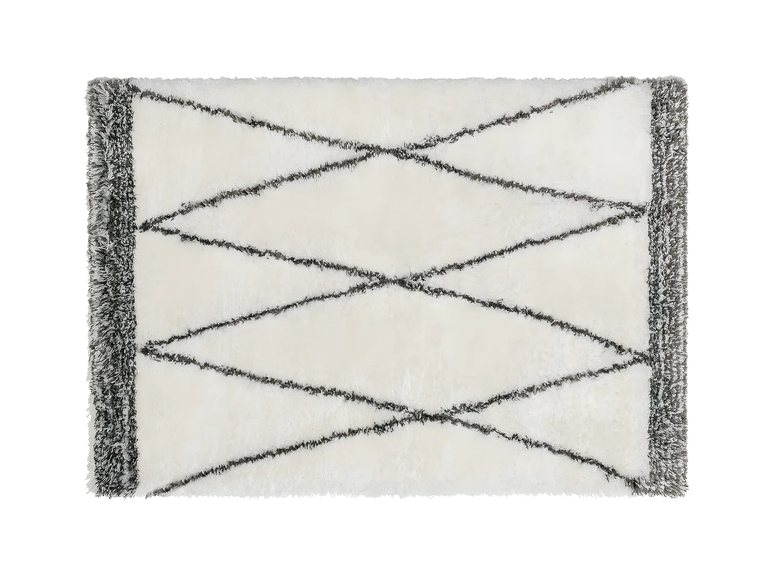 Alfombra shaggy estilo bereber HANIA - Poliéster - 160 x 230 cm - beige y gris