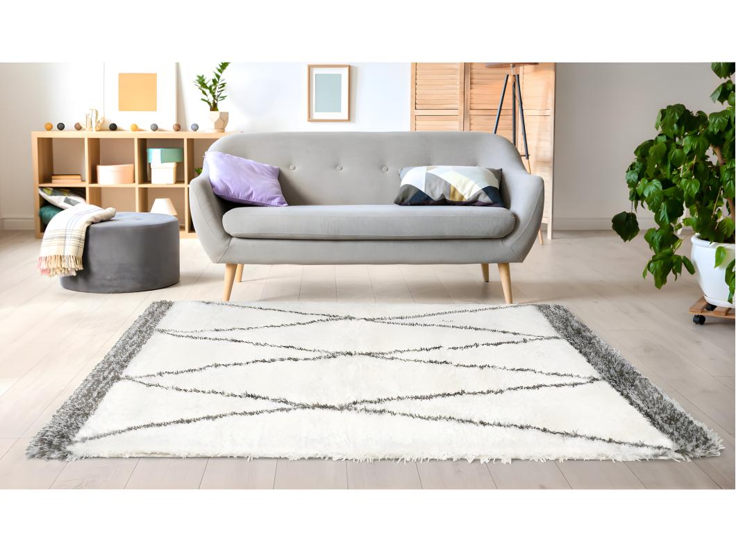 Tappeto 160 x 230 cm Beige e grigio shaggy stile berbero - HANIA