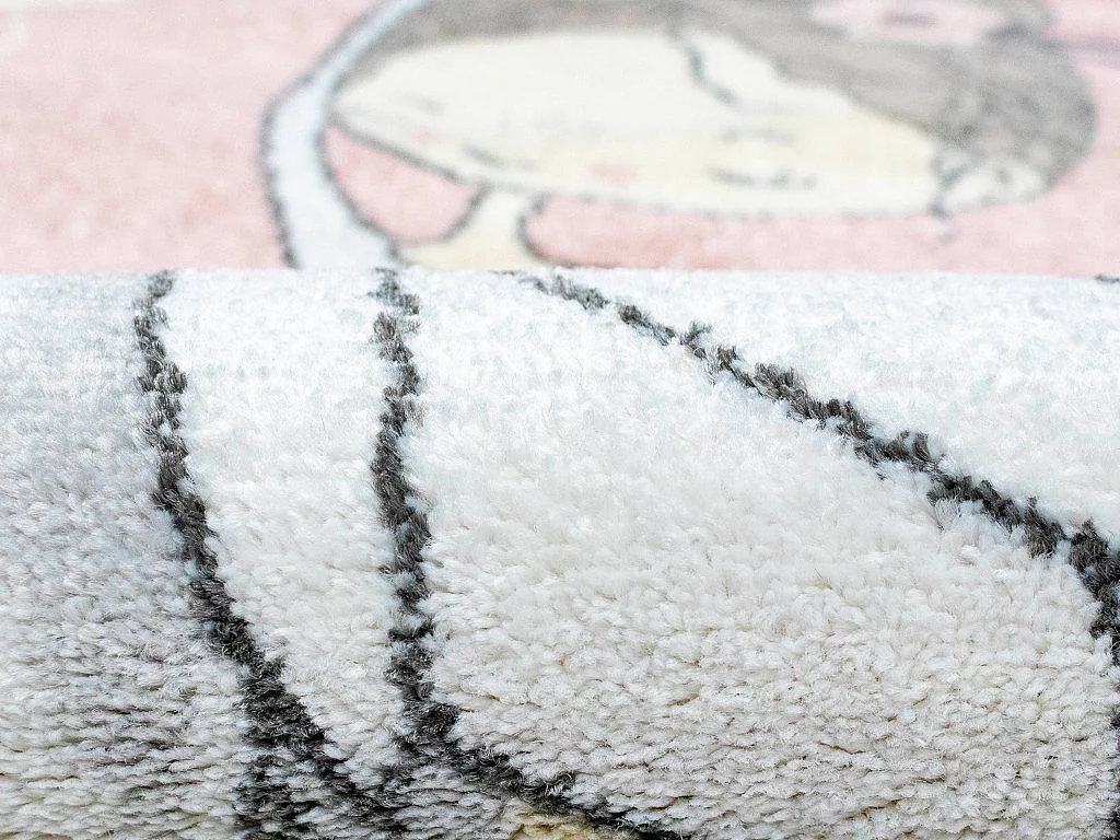 Kindertapijt BALLERINA - Polypropyleen - 100 x 150 cm - Roze en beige