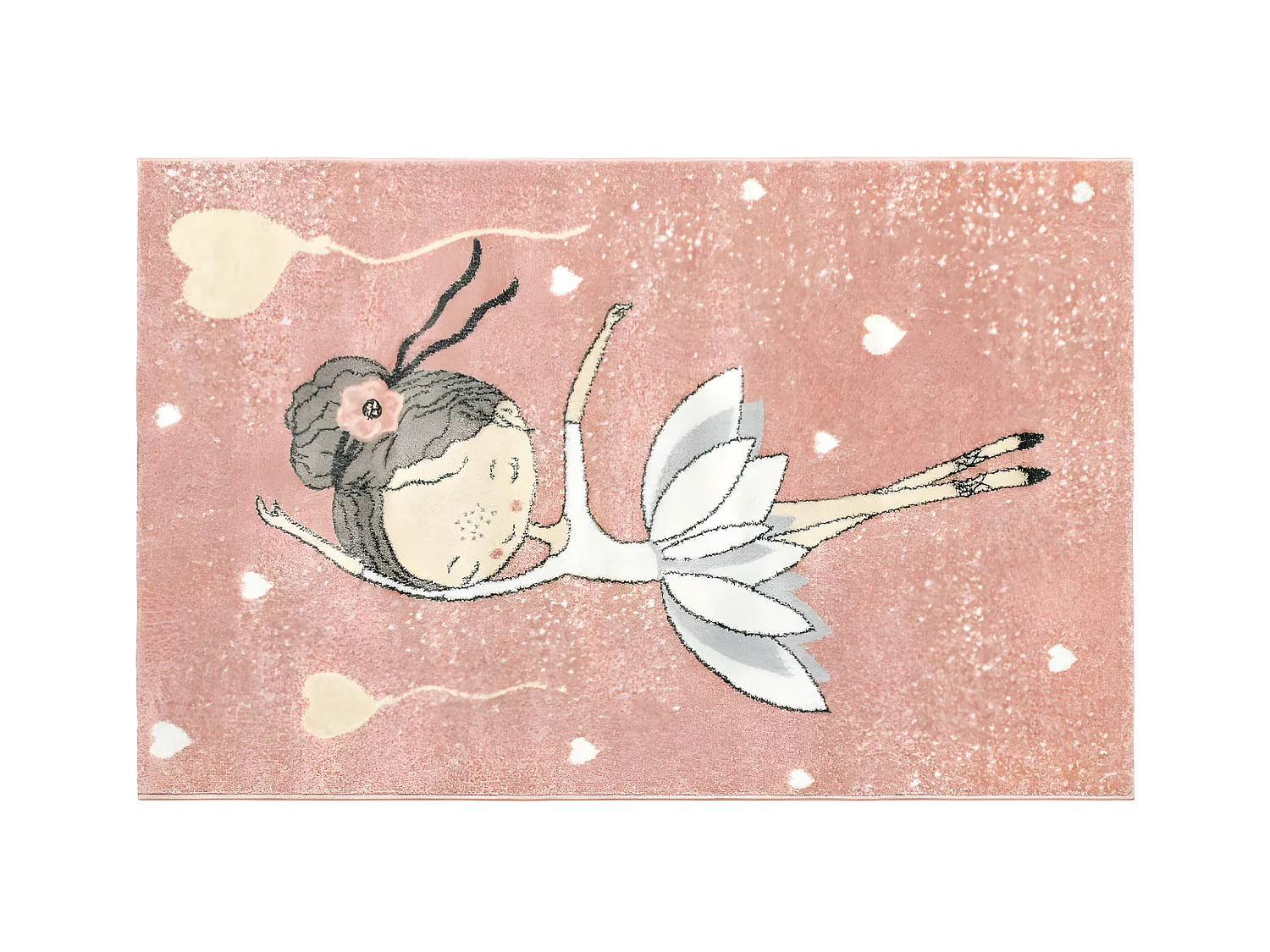 Tapis enfant - 100 x 150 cm - rose et beige - BALLERINA