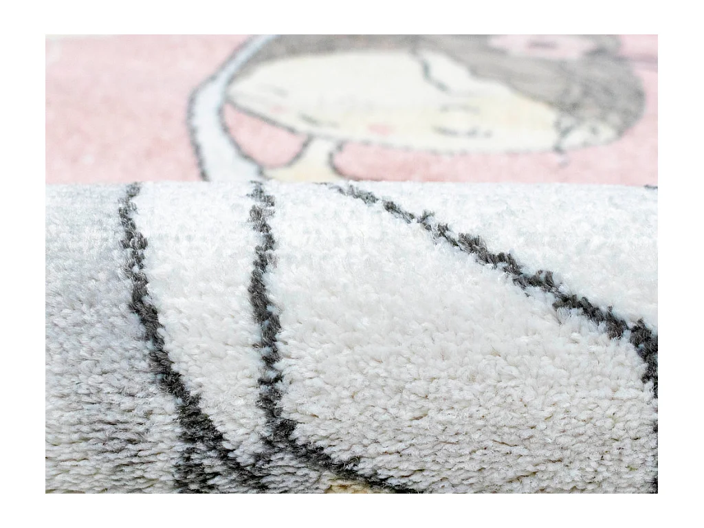 Tapis enfant - 100 x 150 cm - rose et beige - BALLERINA