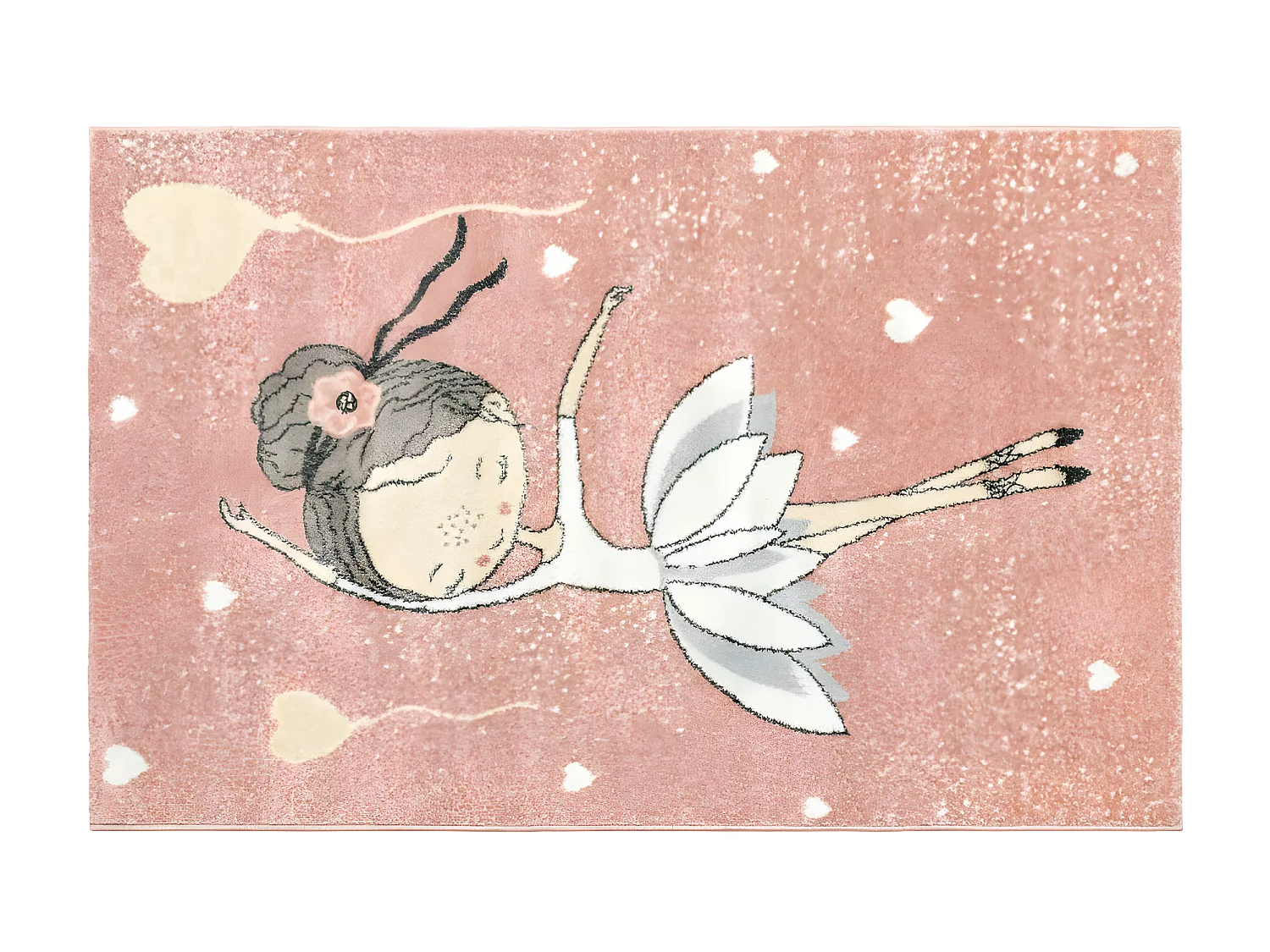 Kindertapijt BALLERINA - Polypropyleen - 100 x 150 cm - Roze en beige