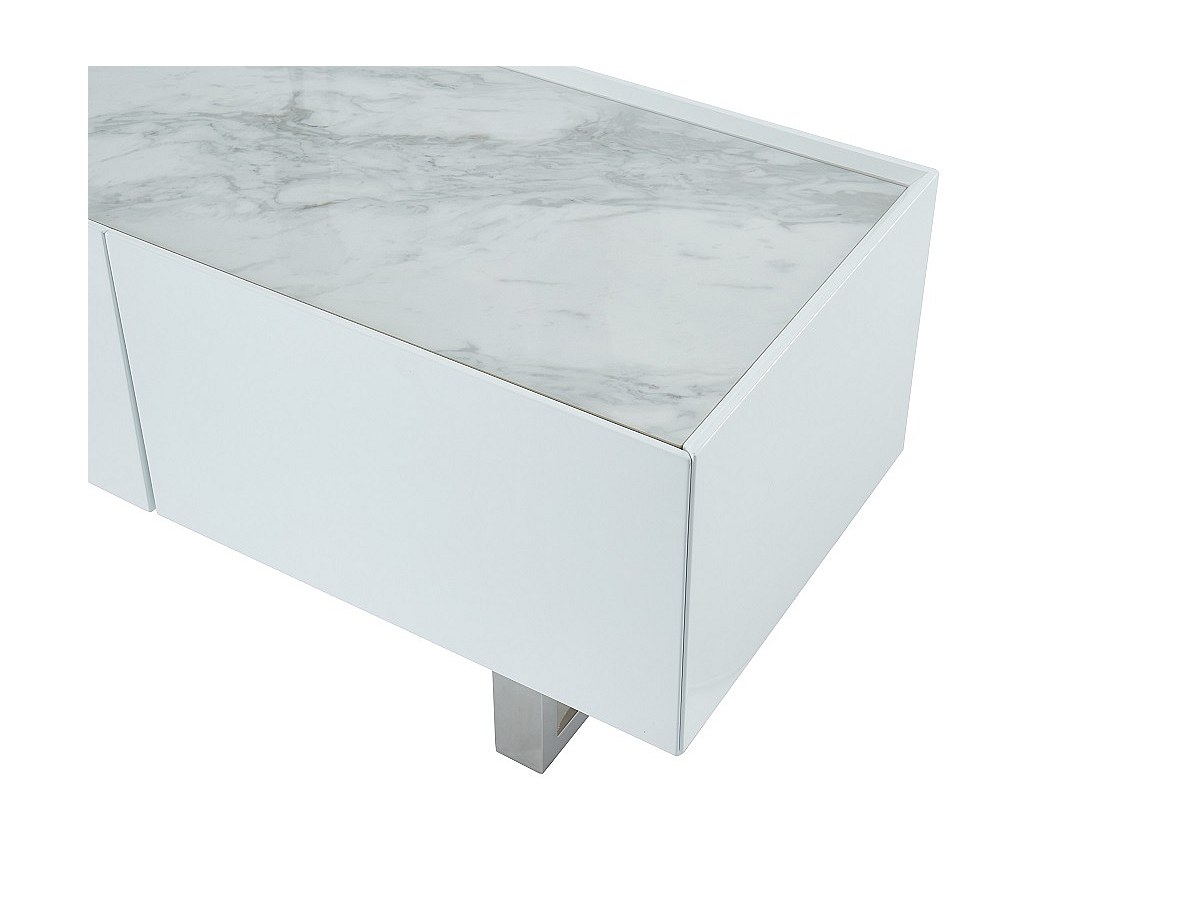 Aparador - 2 portas e 3 gavetas - MDF, cerâmica e metal - Cor: branco