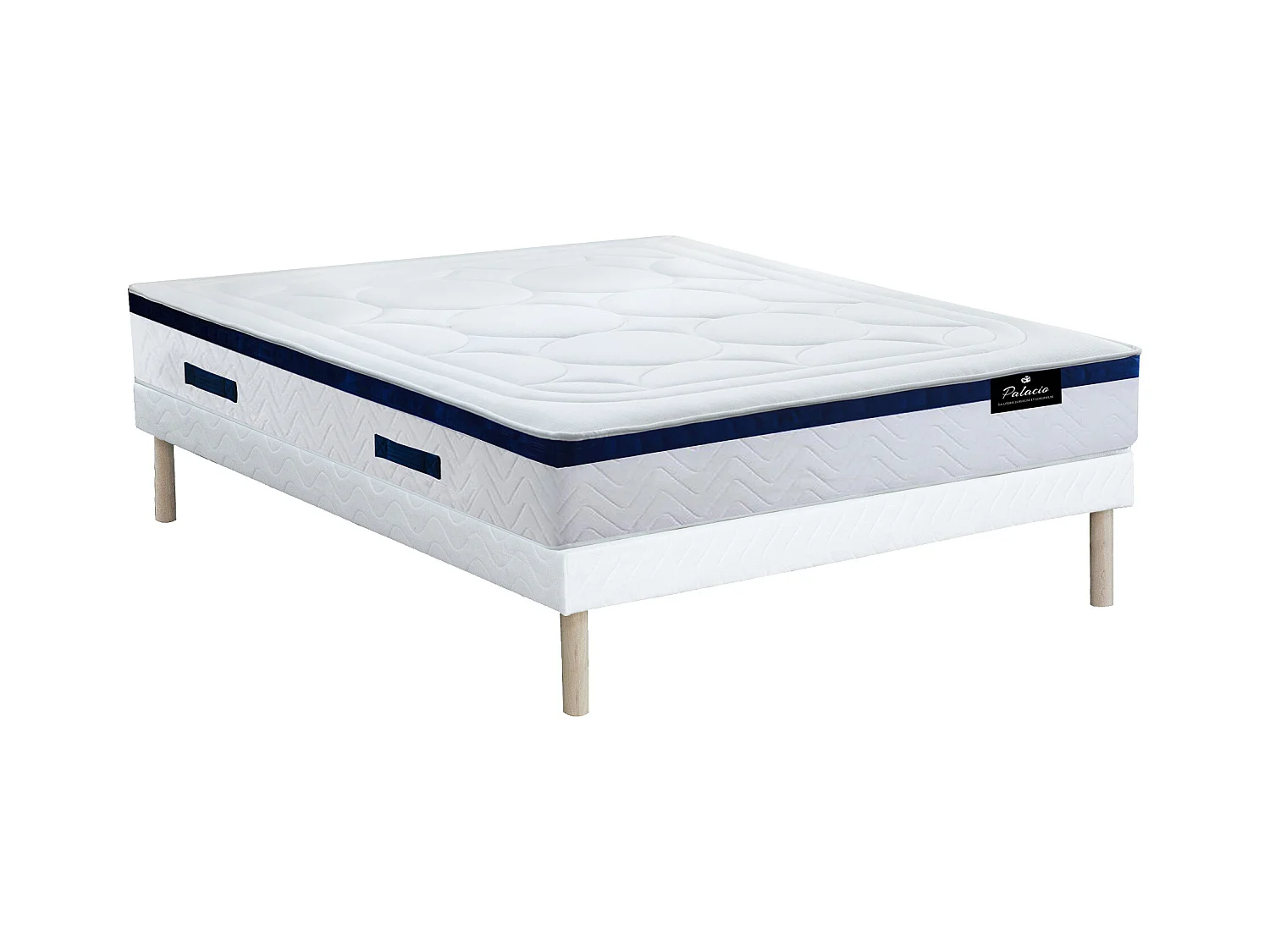 Set rete + materasso ibrido molle insacchettate memory motivo piazzato sp. 30cm 140 x 190 cm Blu - MARQUIS di DREAMEA