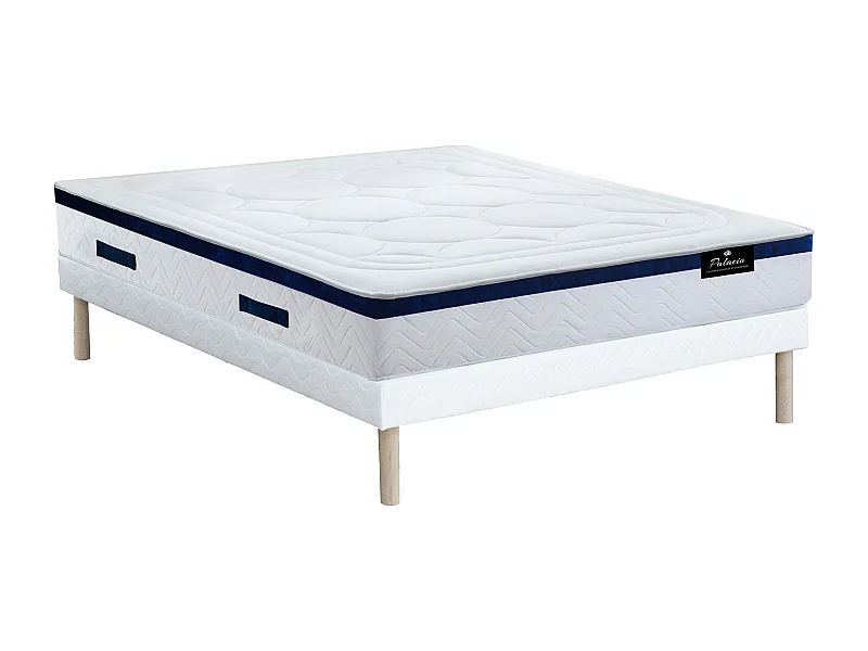 Ensemble 140 x 190 cm sommier + matelas hybride ressorts ensachés et mémoire de forme ép.30cm - MARQUIS de PALACIO
