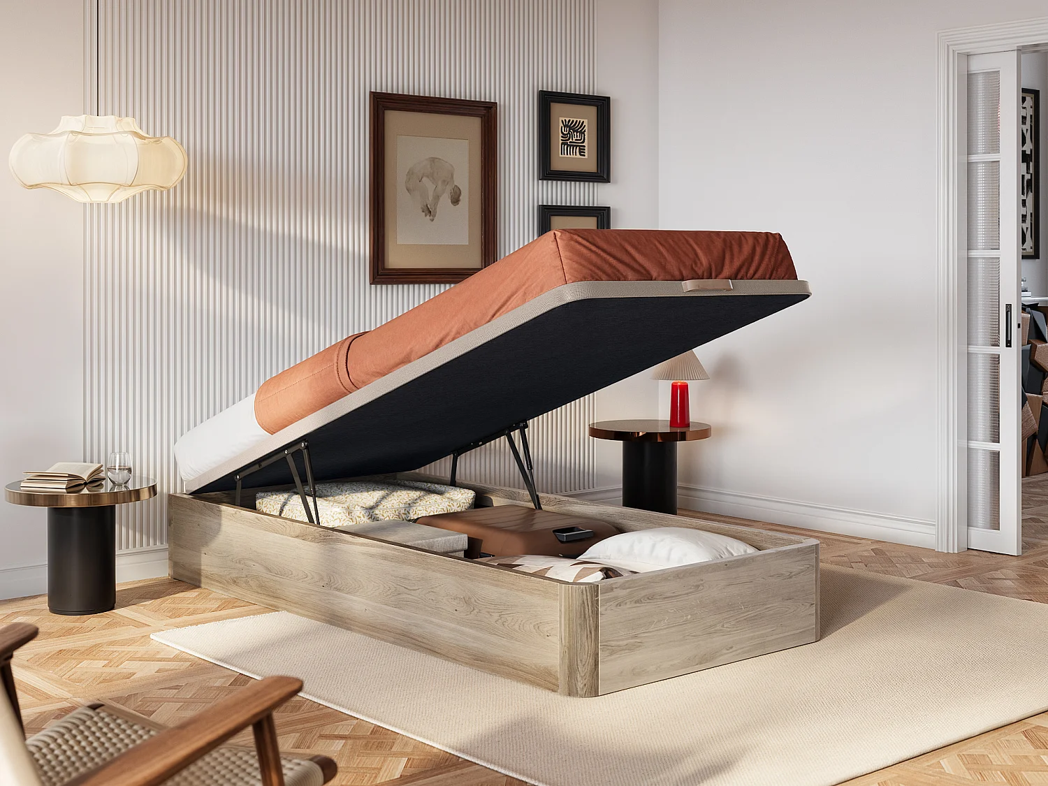 Sommier coffre 90 x 190 cm - Naturel clair - HESTIA de YSMÉE