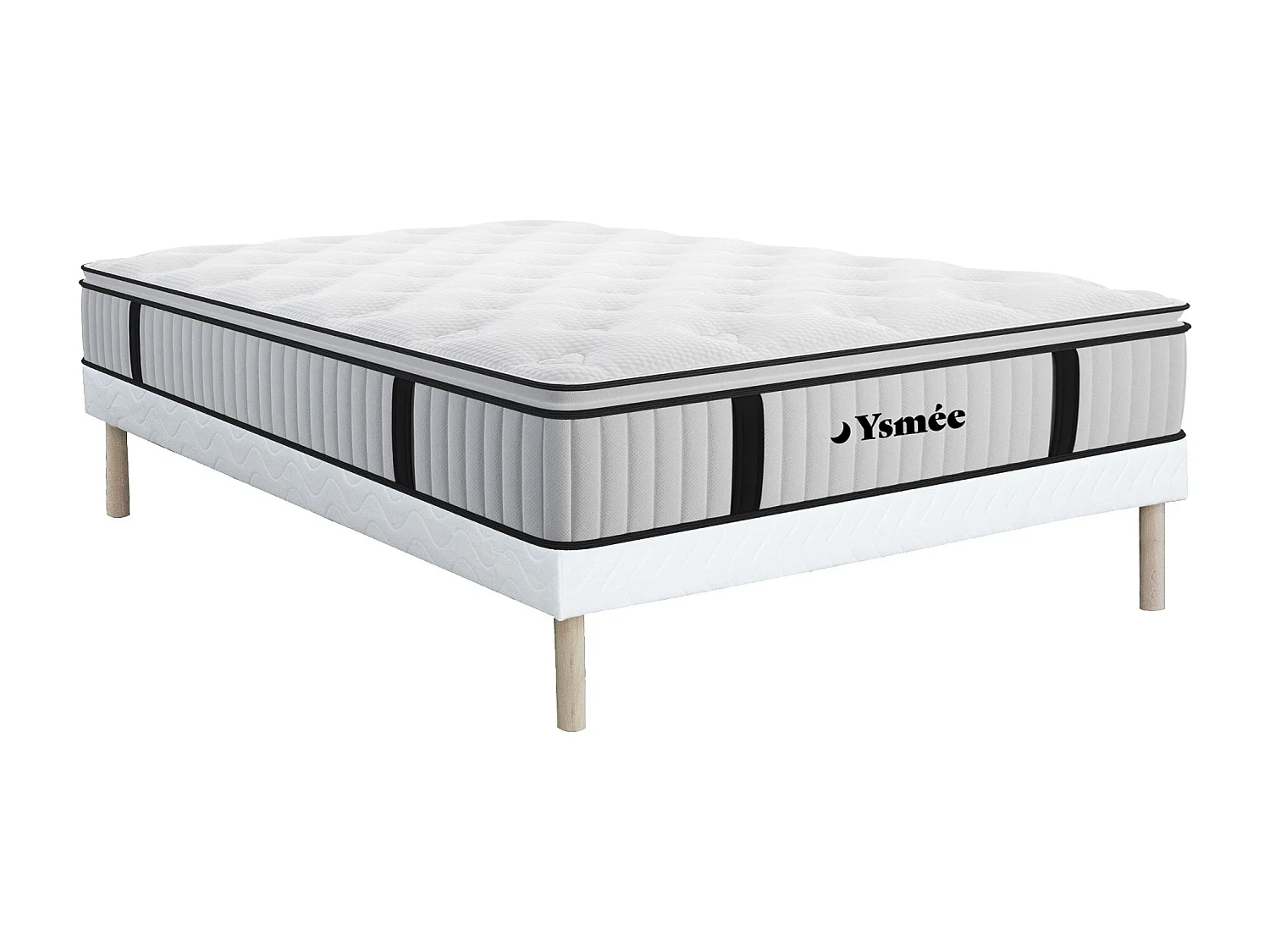 Set bedbodem + matras pocketveren en geïntegreerd dekmatras AMERICAN DREAM van DREAMEA - 140 x 190 cm