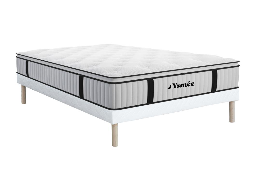 Ensemble 160 x 200 cm sommier + matelas ressorts ensachés surmatelas intégré ép.28cm - AMERICAN DREAM de YSMÉE