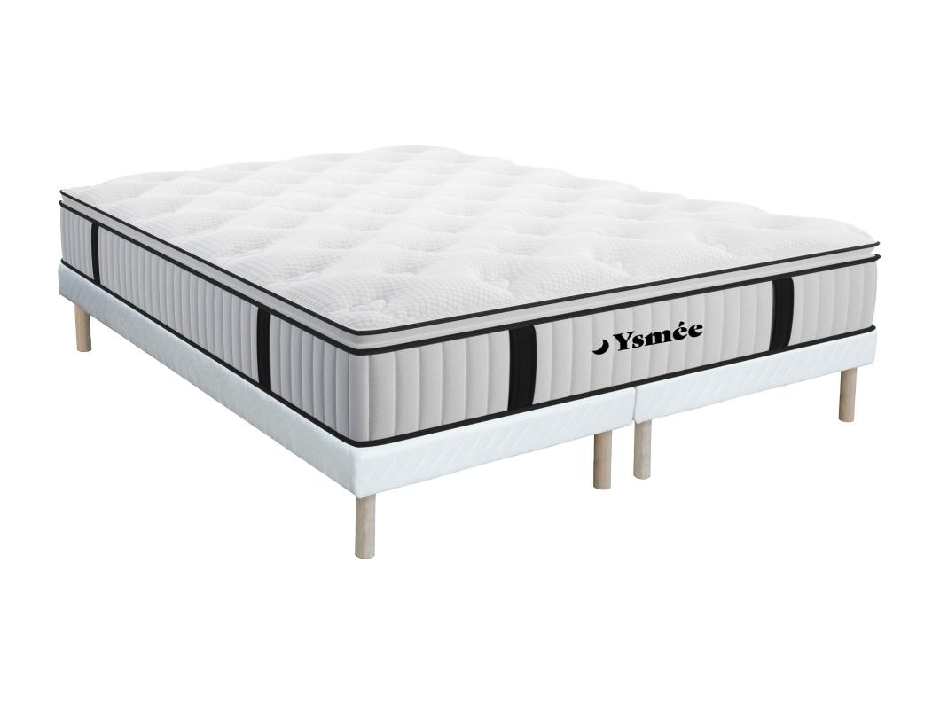 Ensemble 180 x 200 cm sommier + matelas ressorts ensachés surmatelas intégré ép.28cm - AMERICAN DREAM de YSMÉE