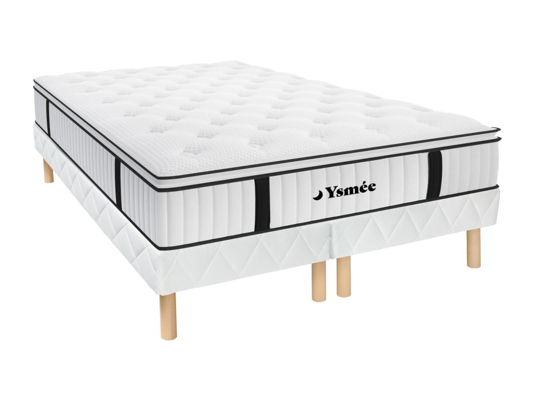 Ensemble 200 x 200 cm sommier + matelas ressorts ensachés surmatelas intégré ép.28cm - AMERICAN DREAM de YSMÉE