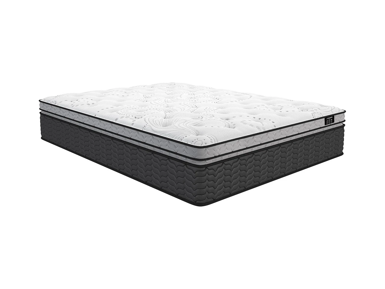 Ensemble 140 x 190 cm sommier + matelas hybride ressorts ensachés et surmatelas intégré ép.30cm - GAMIANI de YSMÉE