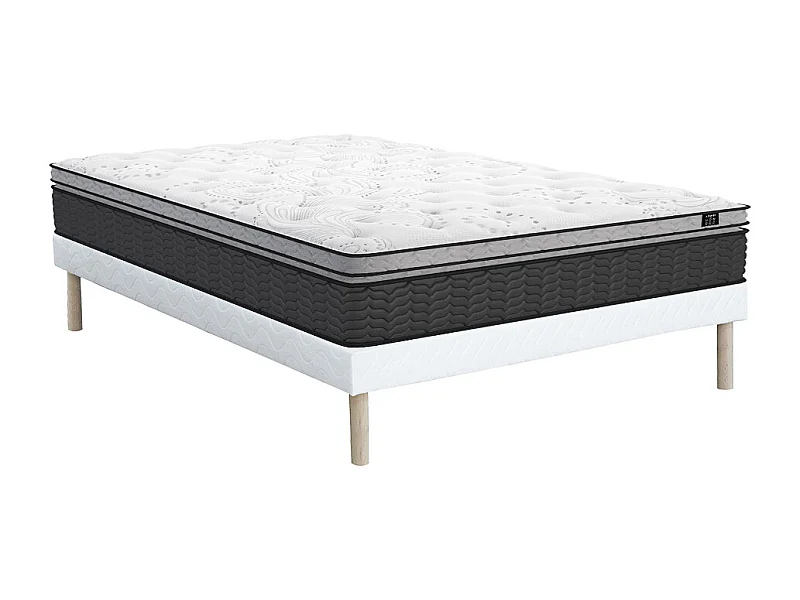 Ensemble 160 x 200 cm sommier + matelas hybride ressorts ensachés et surmatelas intégré ép.30cm - GAMIANI de YSMÉE