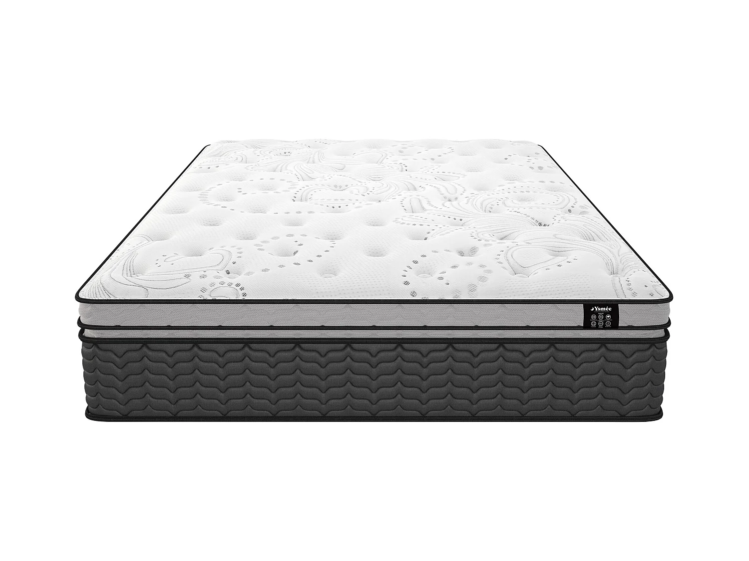 Ensemble 180 x 200 cm sommier + matelas hybride ressorts ensachés et surmatelas intégré ép.30cm - GAMIANI de YSMÉE