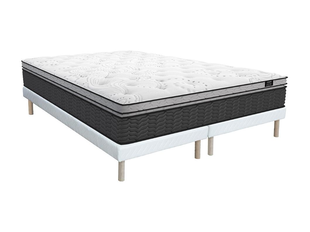 Ensemble 180 x 200 cm sommier + matelas hybride ressorts ensachés et surmatelas intégré ép.30cm - GAMIANI de YSMÉE