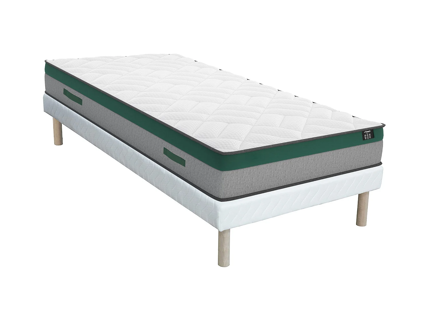 Ensemble 90 x 190 cm sommier + matelas ressorts ensachés ép.22cm - PRESTIGE de YSMÉE