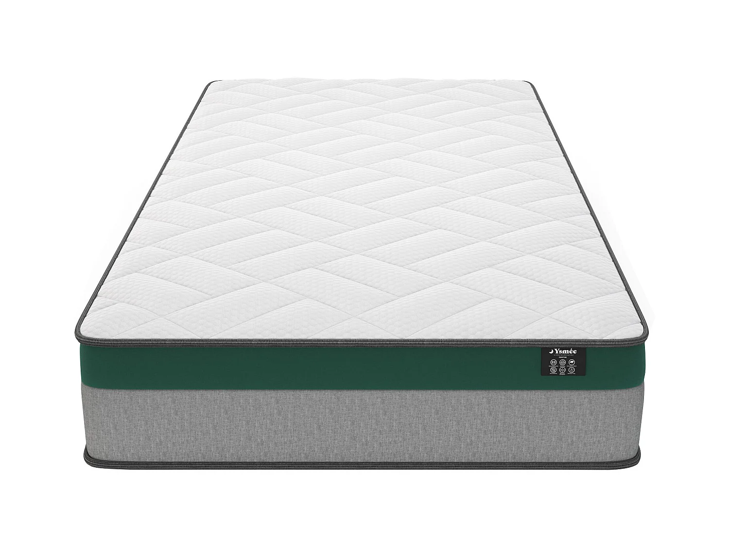 Taschenfederkernmatratze-Bettgestell-Set - 90 x 200 cm - 1 Zone - Härtegrad 2 - Stärke 22 cm - PRESTIGE von YSMÉE