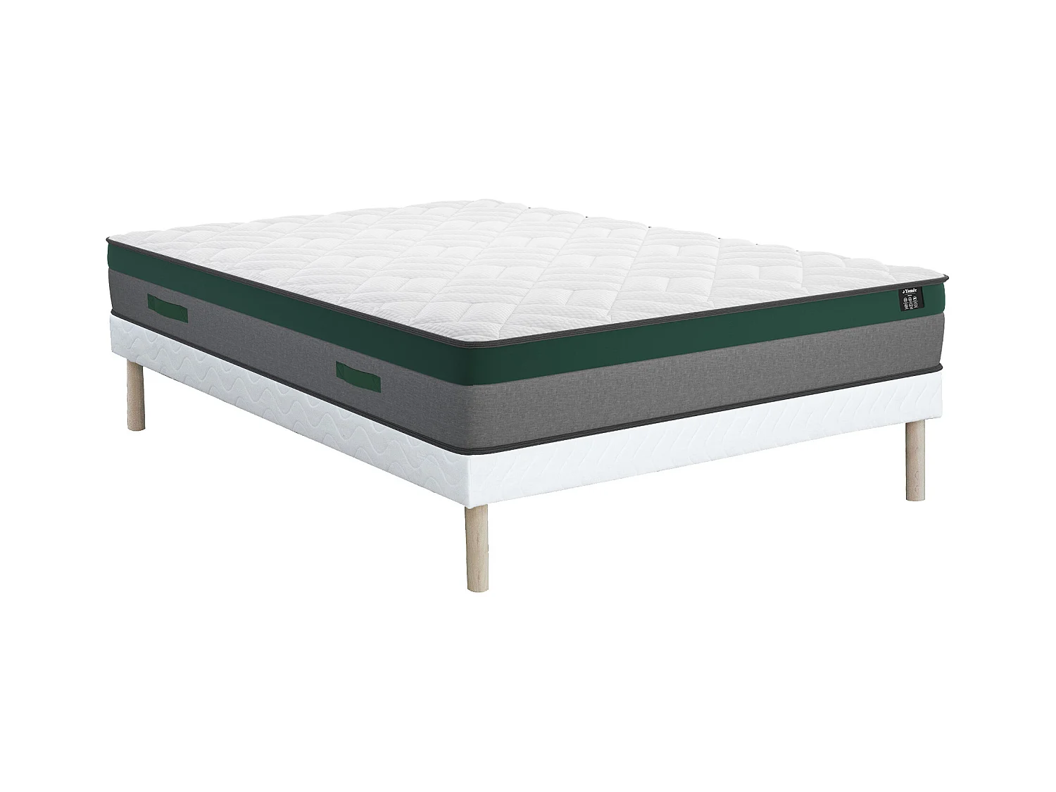 Taschenfederkernmatratze-Bettgestell-Set -140 x 190 cm -  1 Zone - Härtegrad 2 - Stärke 22 cm - PRESTIGE von YSMÉE