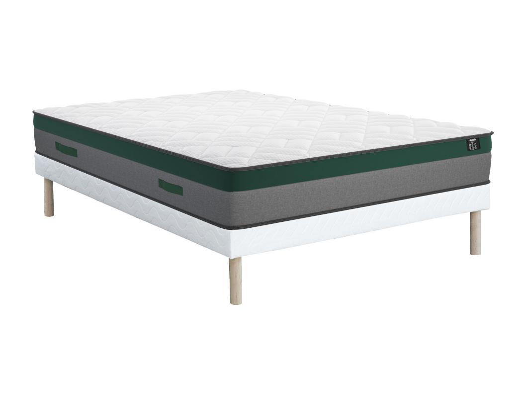 Ensemble 140 x 190 cm sommier + matelas ressorts ensachés ép.22cm - PRESTIGE de YSMÉE
