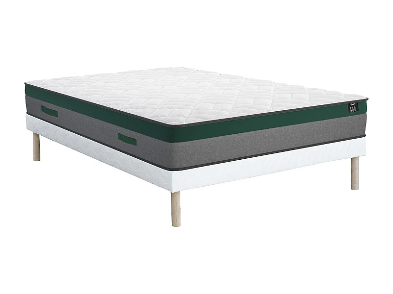 Ensemble 160 x 200 cm sommier + matelas ressorts ensachés ép.22cm - PRESTIGE de YSMÉE