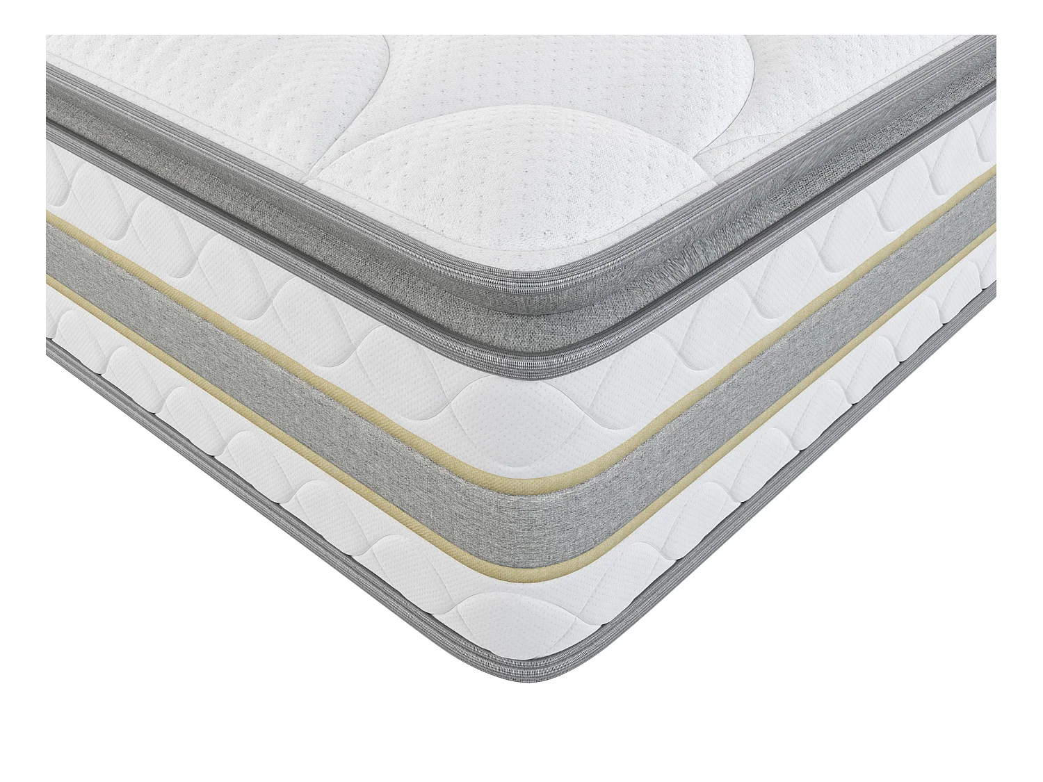 Ensemble 140 x 190 cm sommier + matelas ressorts ensachés et surmatelas intégré ép.29cm - CANTERBURY de YSMÉE