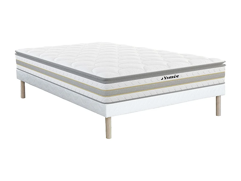 Taschenfederkernmatratze-Bettgestell-Set - 160 x 200 cm - mit integriertem Topper - Stärke 29 cm - CANTERBURY von YSMÉE