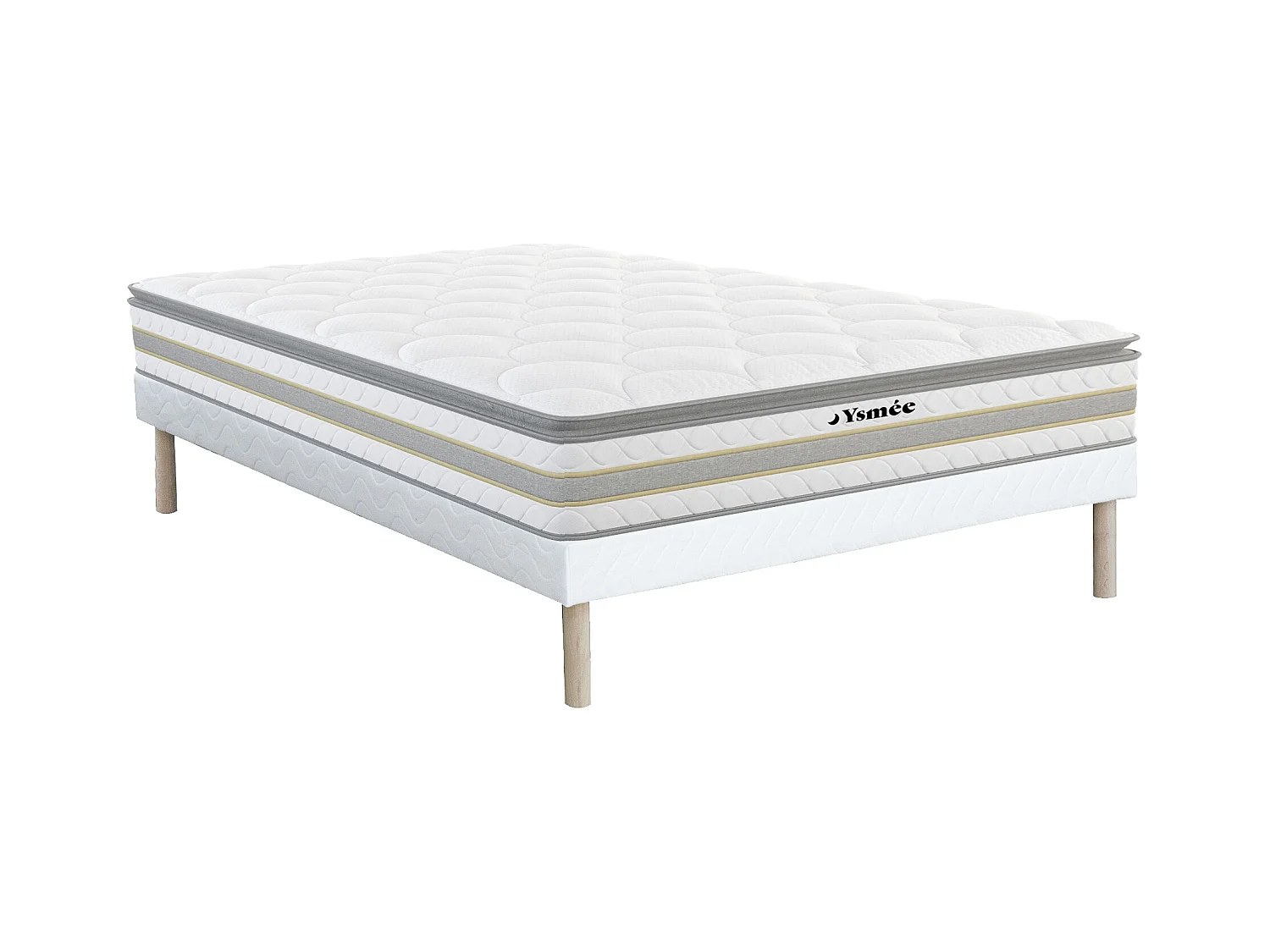 Ensemble 160 x 200 cm sommier + matelas ressorts ensachés et surmatelas intégré ép.29cm - CANTERBURY de YSMÉE