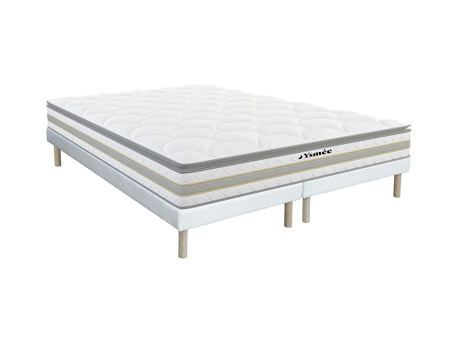 Ensemble 180 x 200 cm sommier + matelas ressorts ensachés et surmatelas intégré ép.29cm - CANTERBURY de YSMÉE