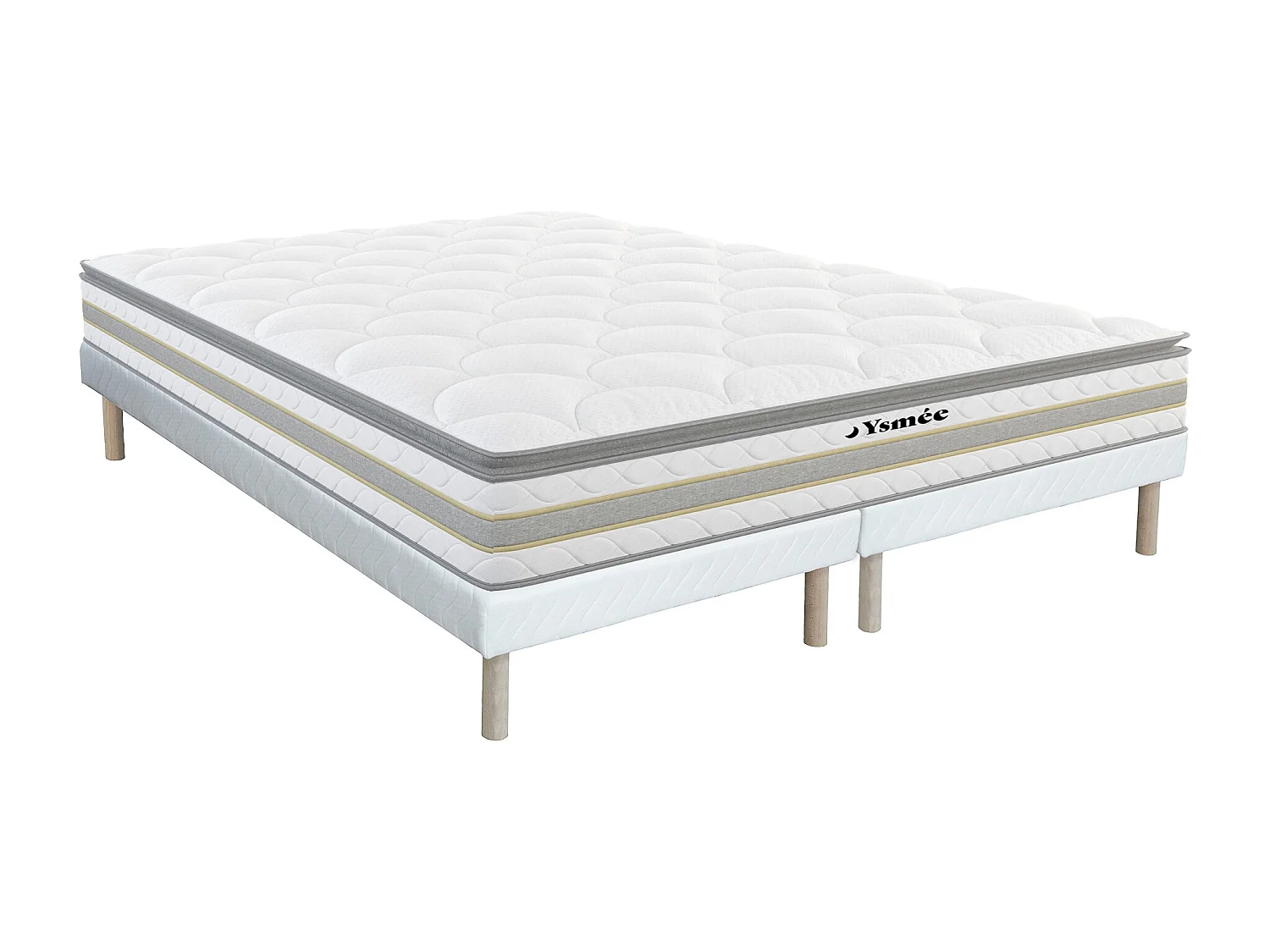 Ensemble 180 x 200 cm sommier + matelas ressorts ensachés et surmatelas intégré ép.29cm - CANTERBURY de YSMÉE