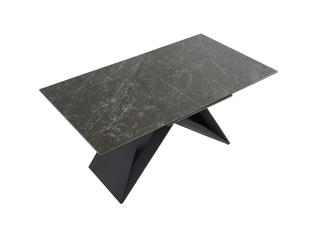 Ausziehbarer Esstisch - 6 bis 8 Personen - Keramik und Metall - Schwarz