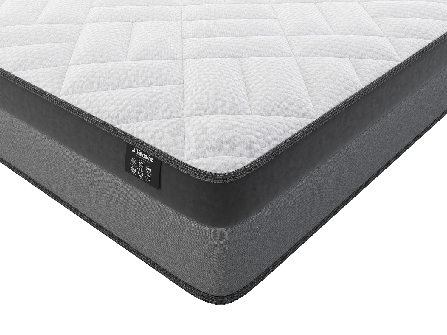 Ensemble 140 x 190 cm sommier + matelas ressorts ensachés et mémoire de forme ép.24cm - ILLUSION de YSMÉE