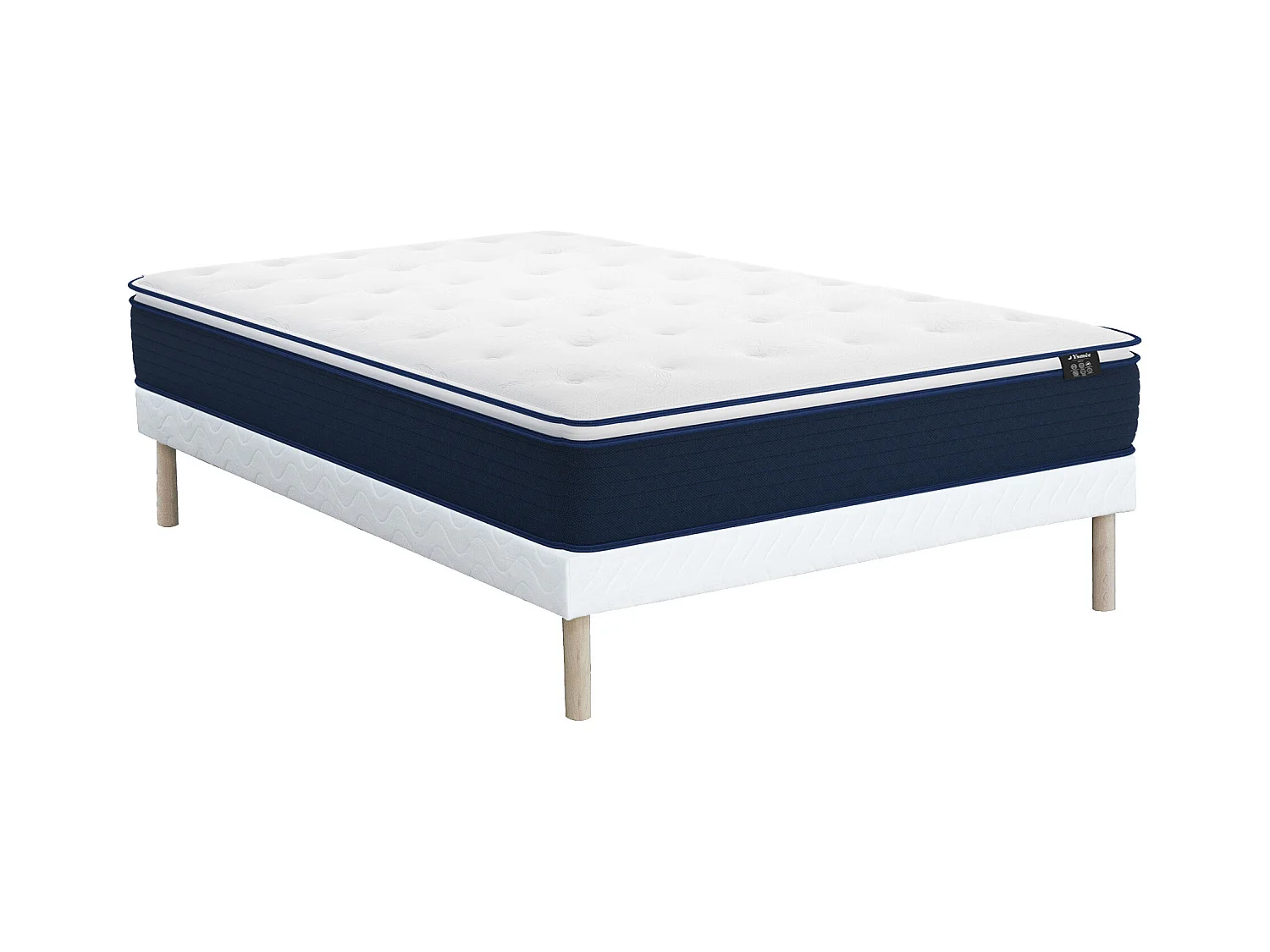 Ensemble 140 x 190 cm sommier + matelas ressorts ensachés et surmatelas intégré ép.24cm - ALTIER de YSMÉE